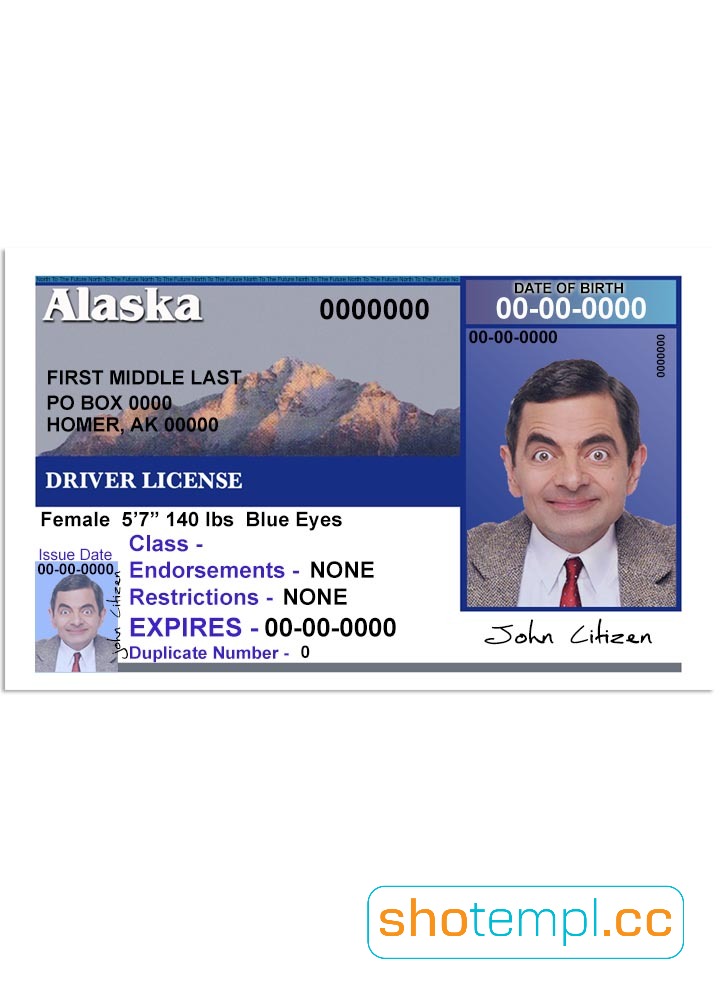 Alaska Driver License PSD Template V2